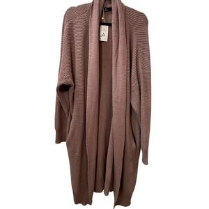 NWT Lillusory Womens Open Front XL Duster Sweater Knit Mauve Mom Core Cozy Core